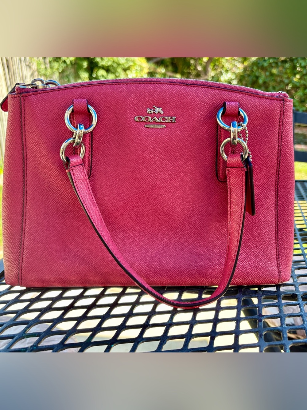 Coach Christie Carry-All Leather Satchel Strawberry Color